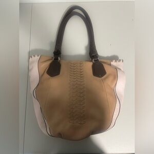 Oryany Lyssie Shoulder Bag Purse Pebbled Leather Beige Tan Nude